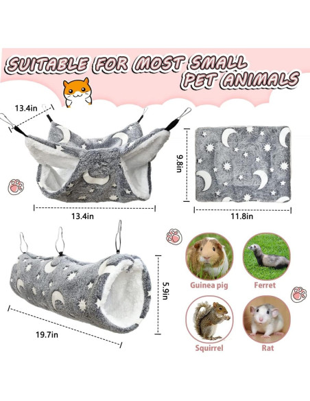 Hamaca y Túnel Noctilucente EAEDMY para Conejillos de Indias