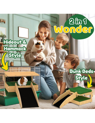 Combo Escondite y Hamaca YELLOFLOW para Cobayas Grande 55.88x36.83cm