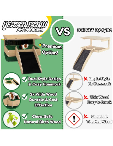 Combo Escondite y Hamaca YELLOFLOW para Cobayas Grande 55.88x36.83cm