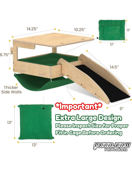 Combo Escondite y Hamaca YELLOFLOW para Cobayas Grande 55.88x36.83cm