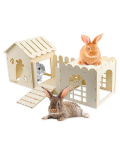 Casa de Madera Grande para Conejos Teabelle 85x36 cm