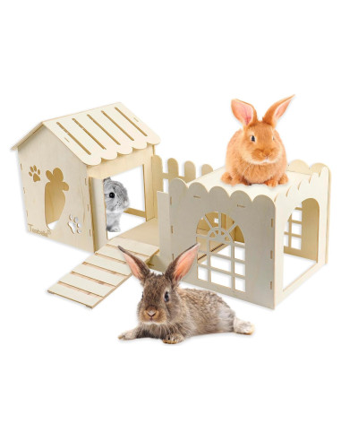 Casa de Madera Grande para Conejos Teabelle 85x36 cm
