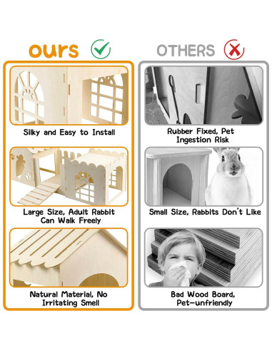 Casa de Madera Grande para Conejos Teabelle 85x36 cm