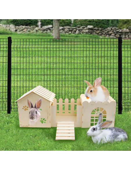 Casa de Madera Grande para Conejos Teabelle 85x36 cm
