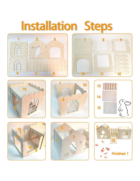 Casa de Madera Grande para Conejos Teabelle 85x36 cm