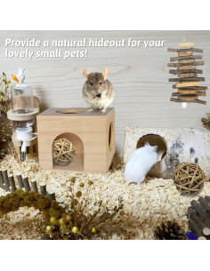 Casa de Madera para Hámster Fhiny con Juguetes de Masticar 2