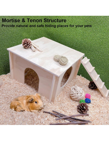 Casa Escondite de Madera Kathson para Cobayas y Hámsters