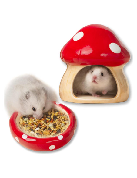 Casa de Cerámica en Forma de Hongo para Hámster y Cobayas