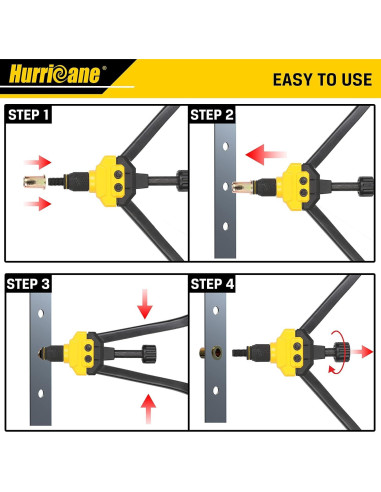 Herramienta de Tuerca Remachadora HURRICANE 16" con 130 Piezas