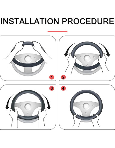 Funda Elástica para Volante de Coche Gunroil Negro y Rojo