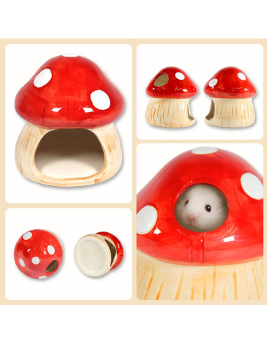 Casa de Cerámica en Forma de Hongo para Hámster y Cobayas