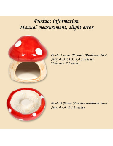 Casa de Cerámica en Forma de Hongo para Hámster y Cobayas