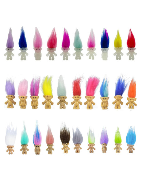 30 Muñecos Troll Mini Luminosos Brillan en la Oscuridad