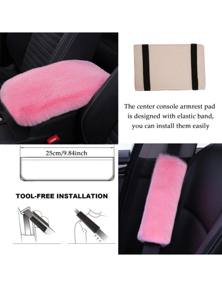 ZYNQACC 9 Accesorios de Auto Kawaii Rosa - Funda de Volante 38 cm