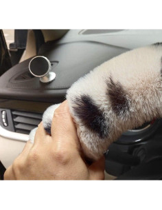 Cubierta de Volante de Coche IXITON Piel de Conejo Beige 3 Piezas 2