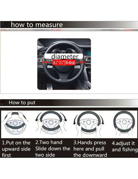 Cubierta de Volante de Coche IXITON Piel de Conejo Beige 3 Piezas
