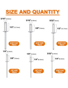 Kit de Remaches Ciegos de Aluminio 225 Piezas con Remachadora Manual XM 2