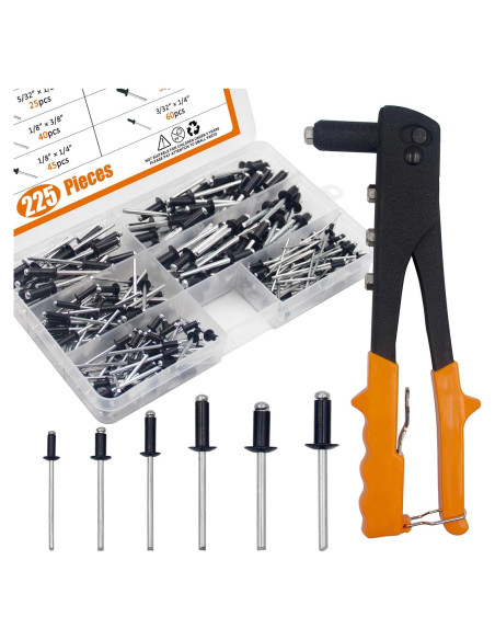 Kit de 225 Remaches Ciegos Aluminio Negro con Remachadora XM