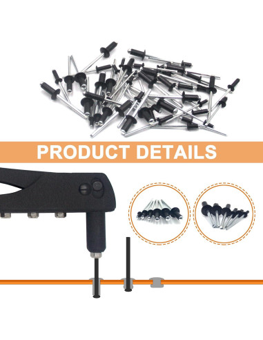 Kit de 225 Remaches Ciegos Aluminio Negro con Remachadora XM