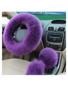 Funda de Volante de Lana Ziciner 15 Pulgadas 3 Piezas Púrpura