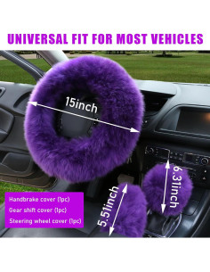 Funda de Volante de Lana Ziciner 15 Pulgadas 3 Piezas Púrpura 2