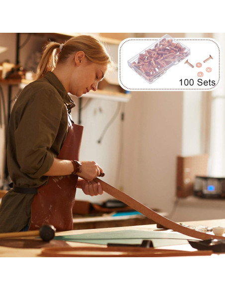 Remaches de Cobre Ripeng 16 mm y Arandelas Burrs 200 Pcs