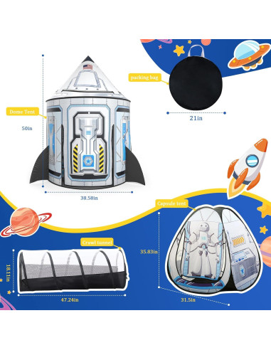 Carpa Espacial Sumbababy 3 Piezas para Niños - Juguete Interactivo