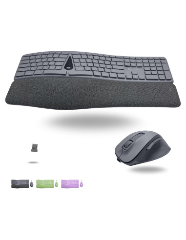 Combo Teclado y Ratón Inalámbrico Ergonómico X9 Gris