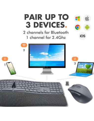 Combo Teclado y Ratón Inalámbrico Ergonómico X9 Gris