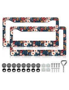 Paquete de 2 Marcos de Placa de Licencia Floral LIN KANG