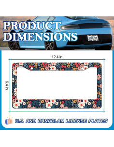 Paquete de 2 Marcos de Placa de Licencia Floral LIN KANG 2