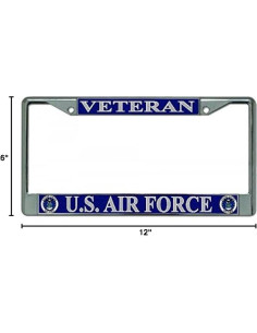 Marco de Placa de Licencia Cromado Veterano Fuerza Aérea USA 2