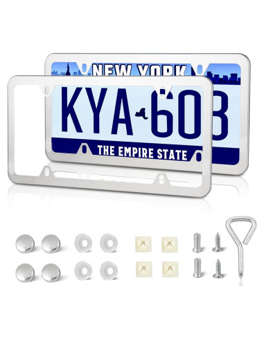 Marco de Placa de Licencia Acero Inoxidable RED WOLF 2PCS