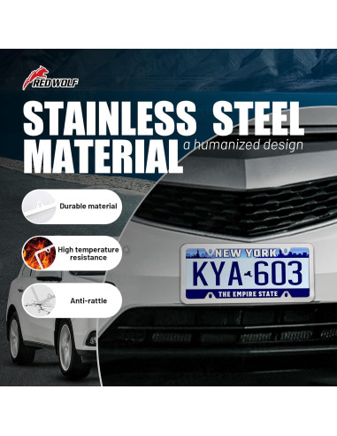 Marco de Placa de Licencia Acero Inoxidable RED WOLF 2PCS