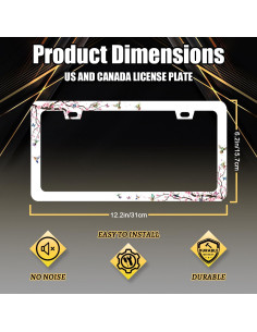 Marco de Placa de Licencia MUAWUOIK Floral Rosa 31.2x15.9 cm 2