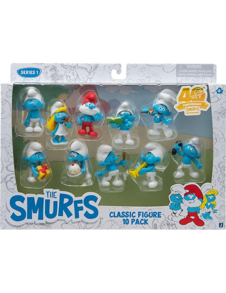 Paquete de 10 figuras clásicas Pitufos 40 Aniversario Jazwares