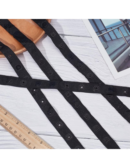 Cinta de Botones a Presión GORGECRAFT 10 Yardas 18mm Negra