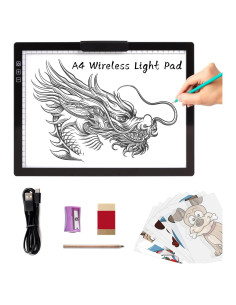 Mesa de Luz A4 Inalámbrica TOHETO con Soporte y Clip Negro