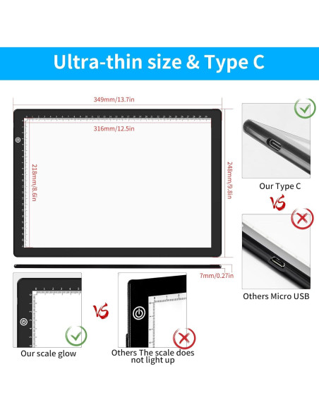 Caja de Luz LED Elice A4 para Calcar y Dibujar, Brillo Ajustable