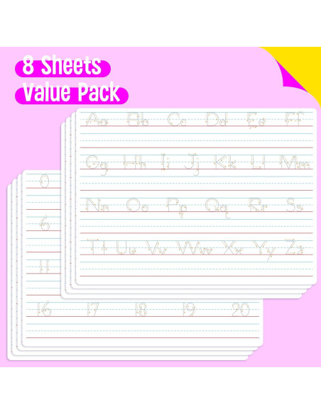 8 Pizarras Borrables Doble Cara SpriteGru para Letras y Números