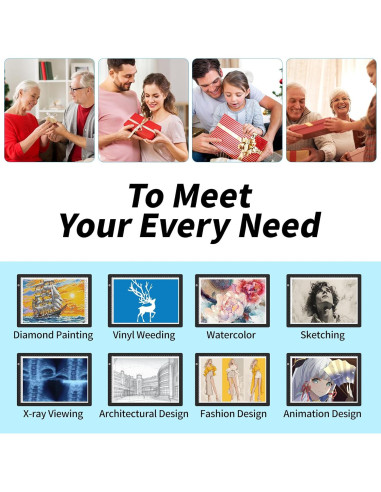 Caja de Luz LED Elice A4 para Calcar y Dibujar, Brillo Ajustable