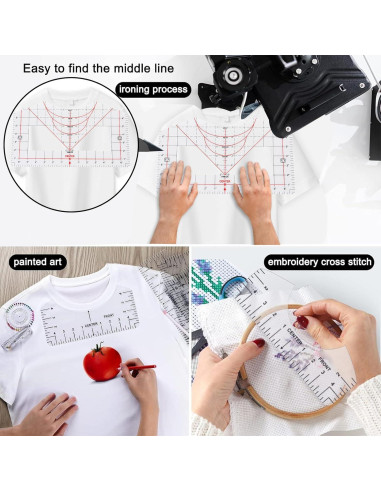 Guía de Regla para Camisetas Cieyooni - 5 Piezas + Cinta Métrica