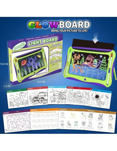 Tablero de Dibujo LED Mejcfari para Niños con 9 Tarjetas