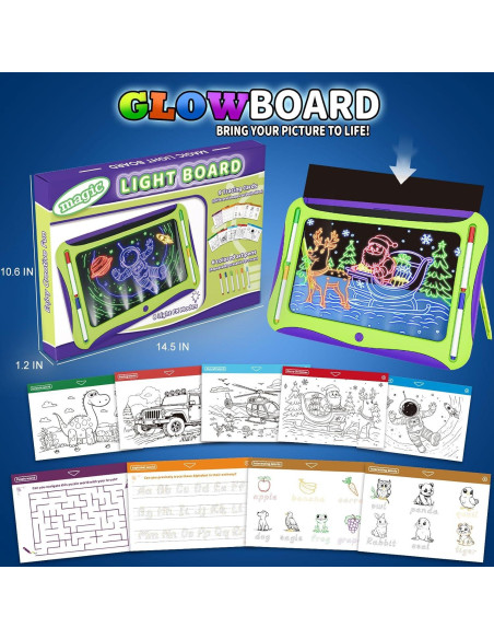 Tablero de Dibujo LED Mejcfari para Niños con 9 Tarjetas