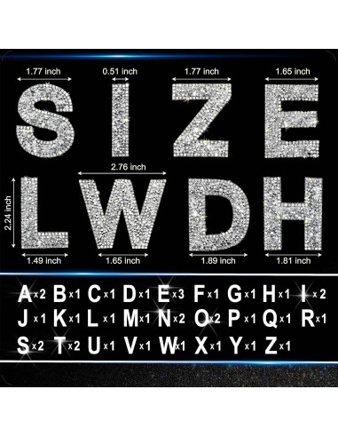 Calcomanías de Letras Brillantes Locacrystal 34 Pcs 5.7 cm