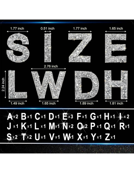 Calcomanías de Letras Brillantes Locacrystal 34 Pcs 5.7 cm