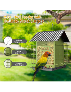 Comedero para Aves Colgante FlowaFoli Metal Verde 1.67kg 2