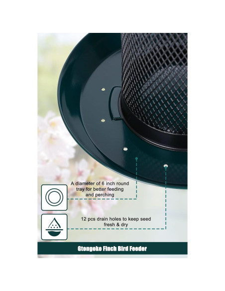 Alimentador de Aves Gtongoko 1.13 kg Metal Verde Colgante