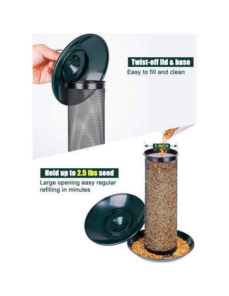 Alimentador de Aves Gtongoko 1.13 kg Metal Verde Colgante