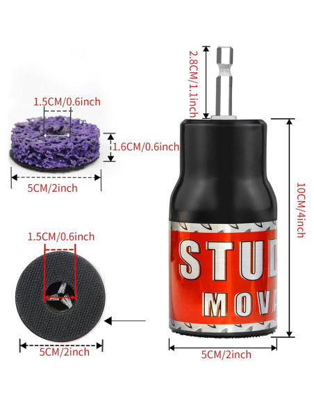 Limpiador de Pernos de Rueda Yuecoom 12.7mm con Cepillo y Lijado